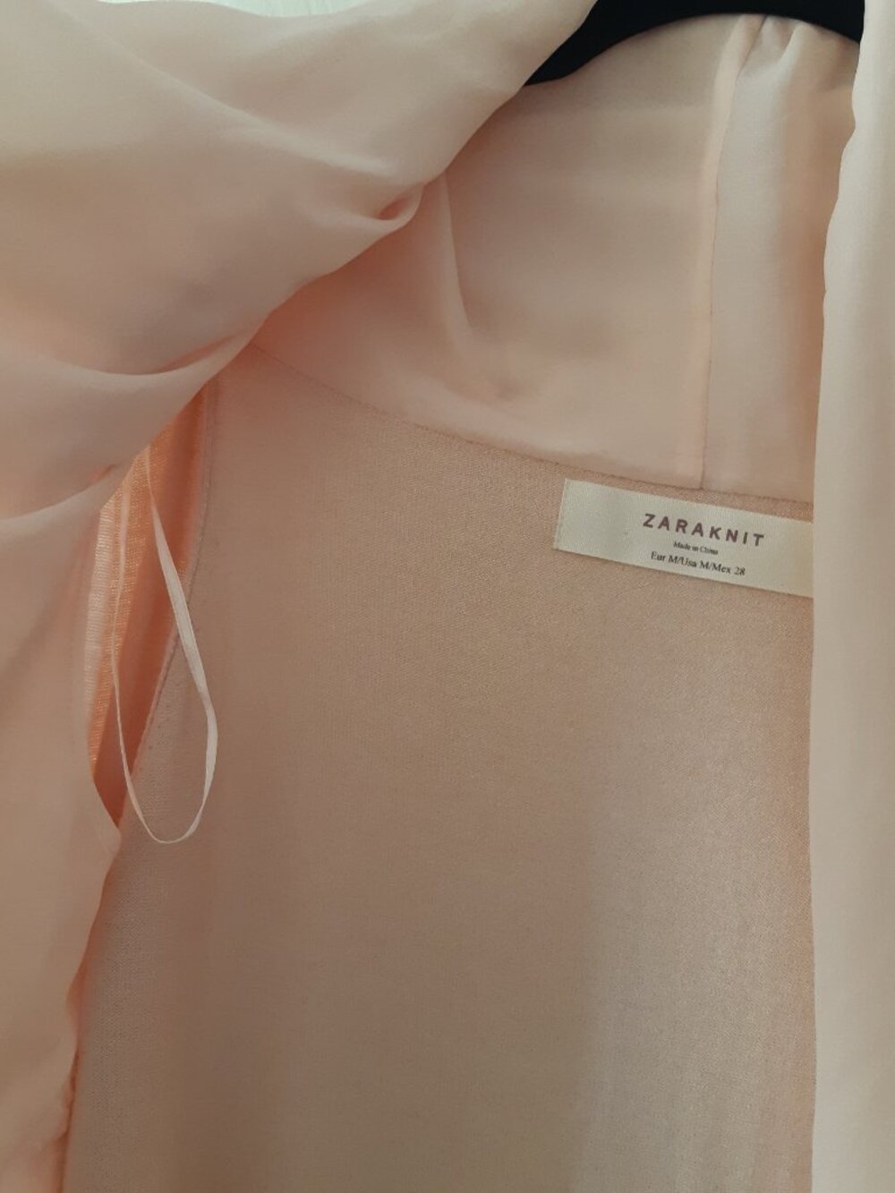 *NWOT Zara Rayon Knit Chiffon Shawl Collar Cardigan Soft Ballet Pink Medium - Picture 5 of 11
